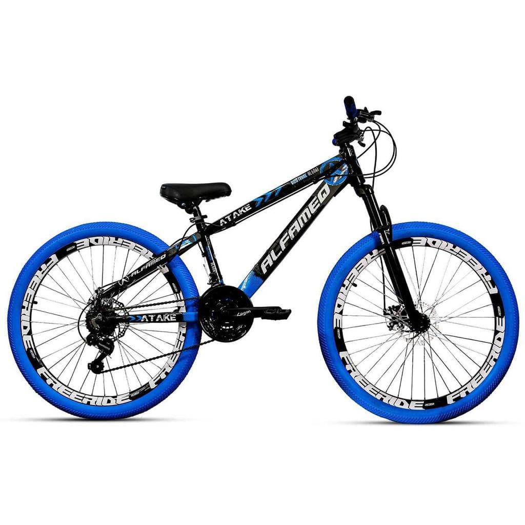 Bicicleta Alfameq Freeride Atake Aro 26 Freio a Disco 21 Marchas Pneu Colorido