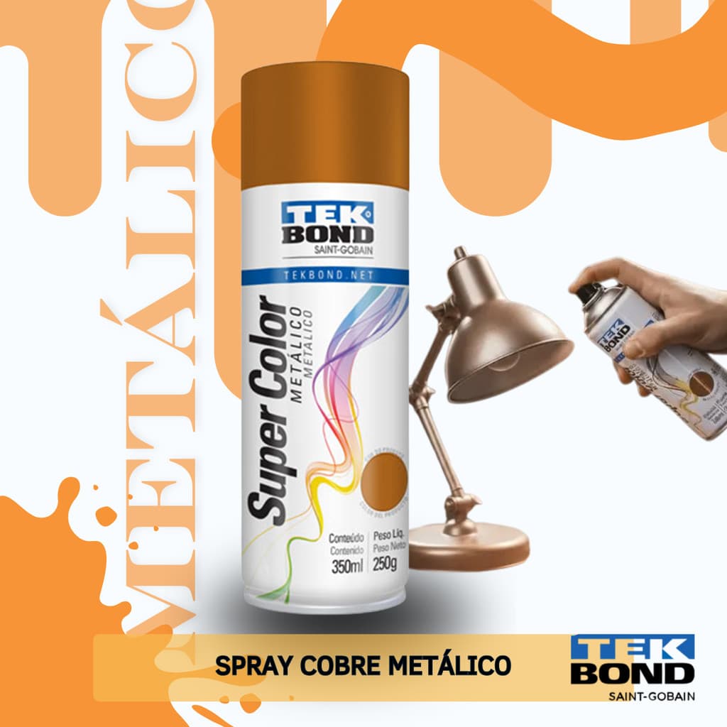 Tinta Spray Super Color Cobre Metalico Uso Geral 350ml TekBond