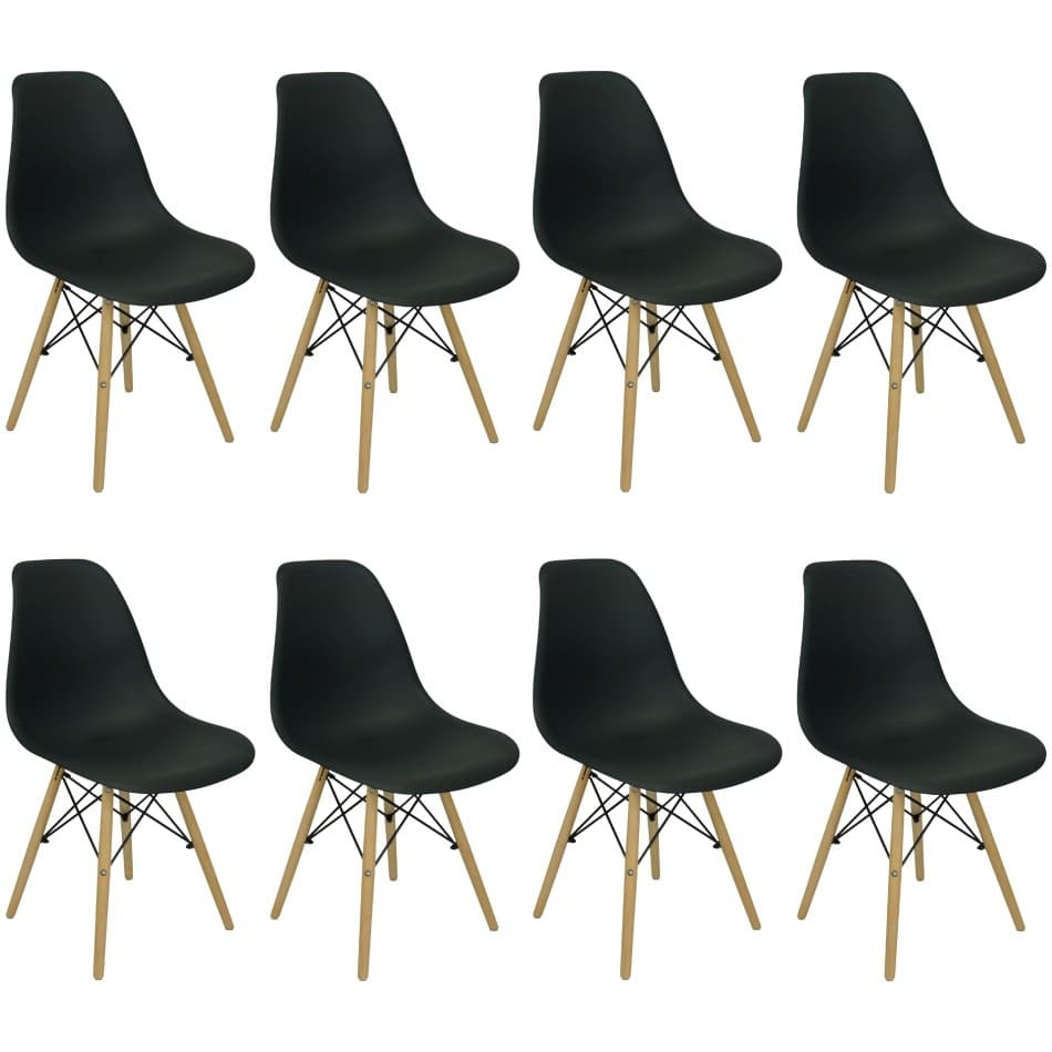 Kit 8 Cadeiras Charles Eames Eiffel Wood Design Varias Cores