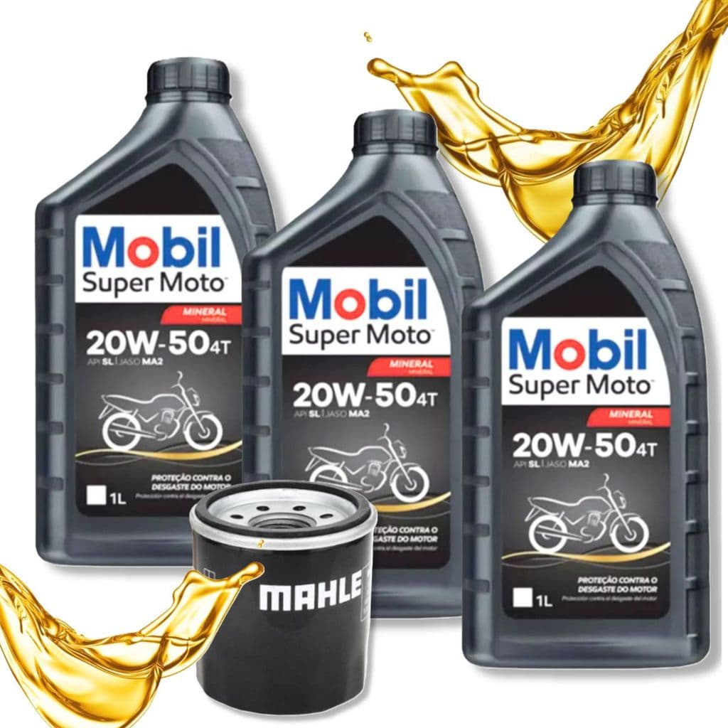 Kit Troca de Óleo P/ Suzuki Srad 750 / Bandit 650 / Vstrom 650 Mobil 20w50 + Filtro