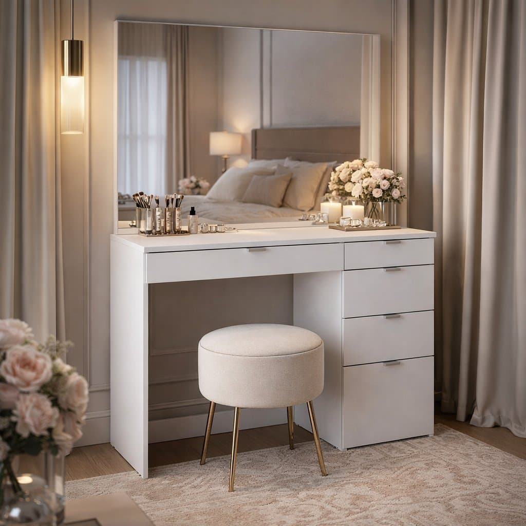 Penteadeira 5 Gavetas 1 Divisor Linden Branco Branco