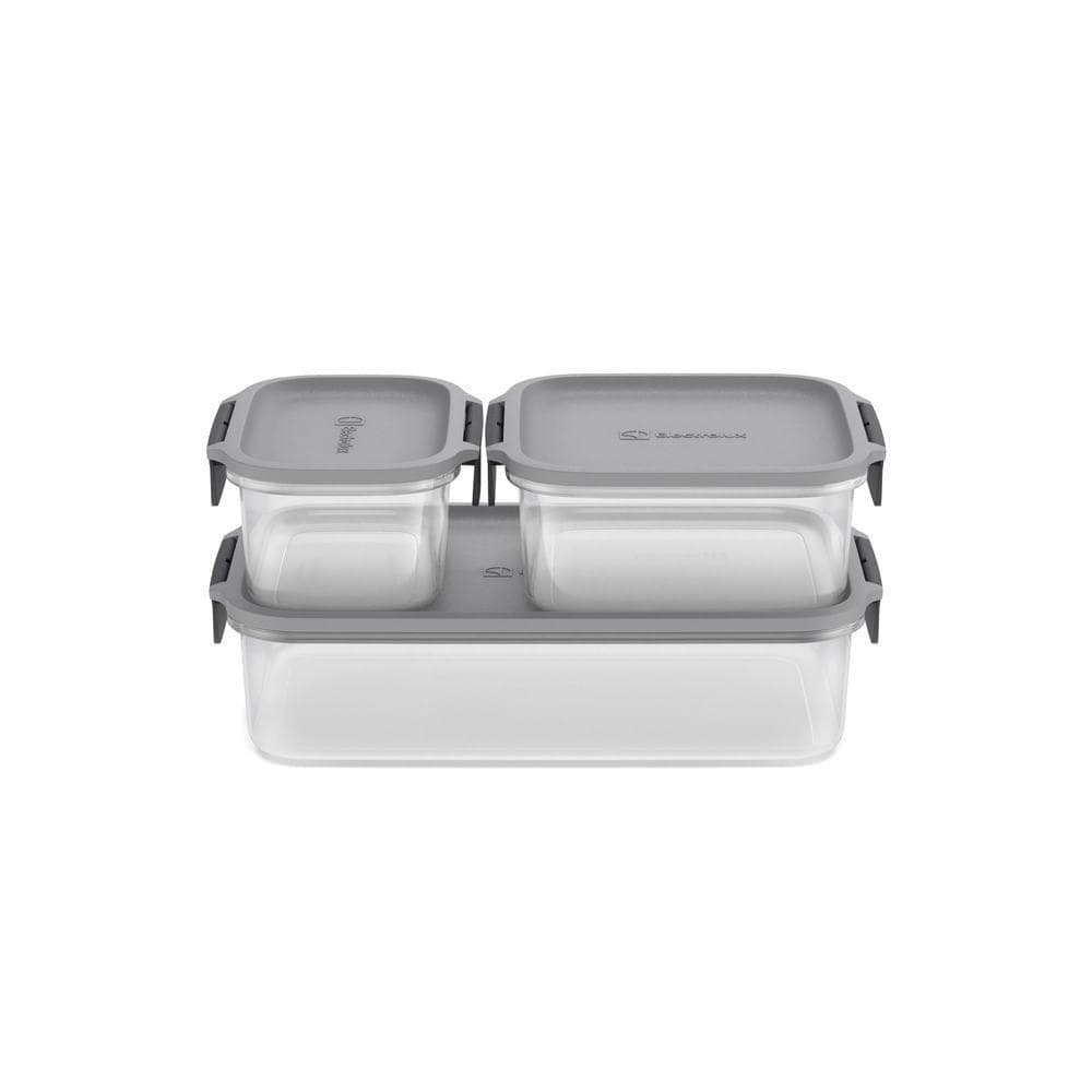 Potes Herméticos de Plástico Electrolux Cinza 3 Unidades Empilháveis Modulares