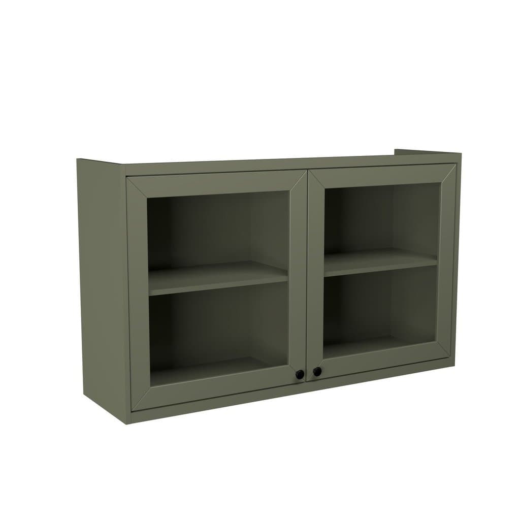Armário Aéreo 120cm 2 Portas com Vidro 100% MDF Cozinha Sevilha Verde
