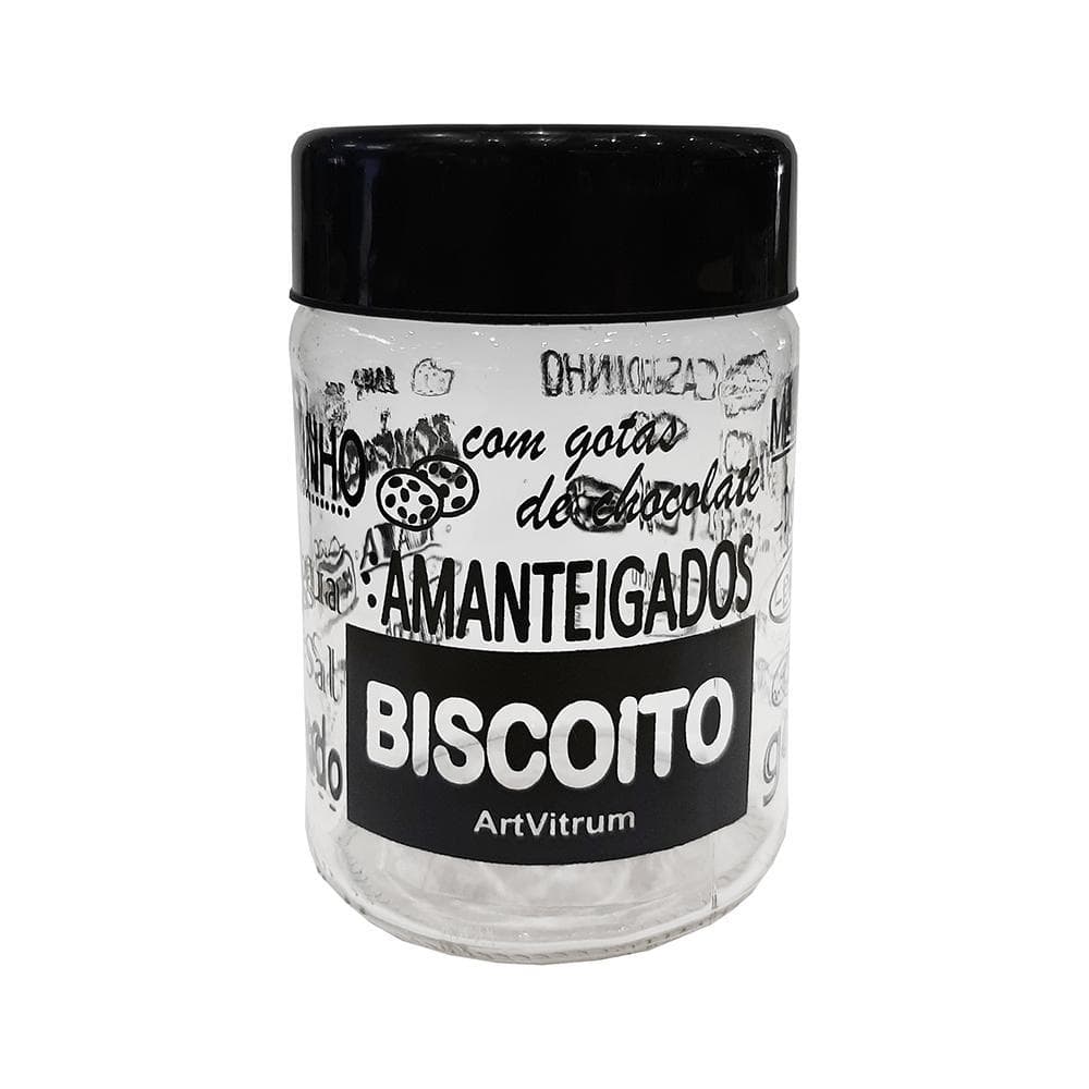 Pote p/ Biscoito Artvitrum 600ml Preto 31B/1