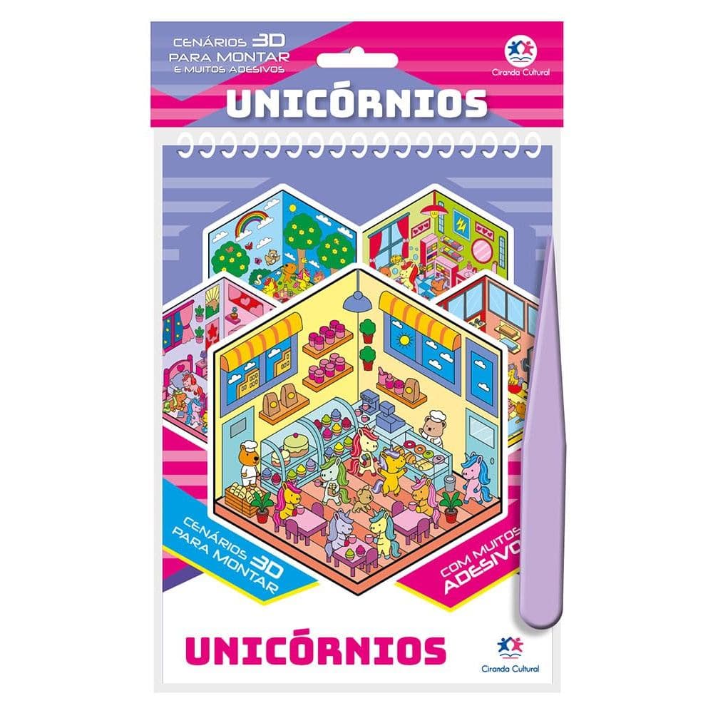 Livro Adesivos Unicórnios com Adesivos 3D