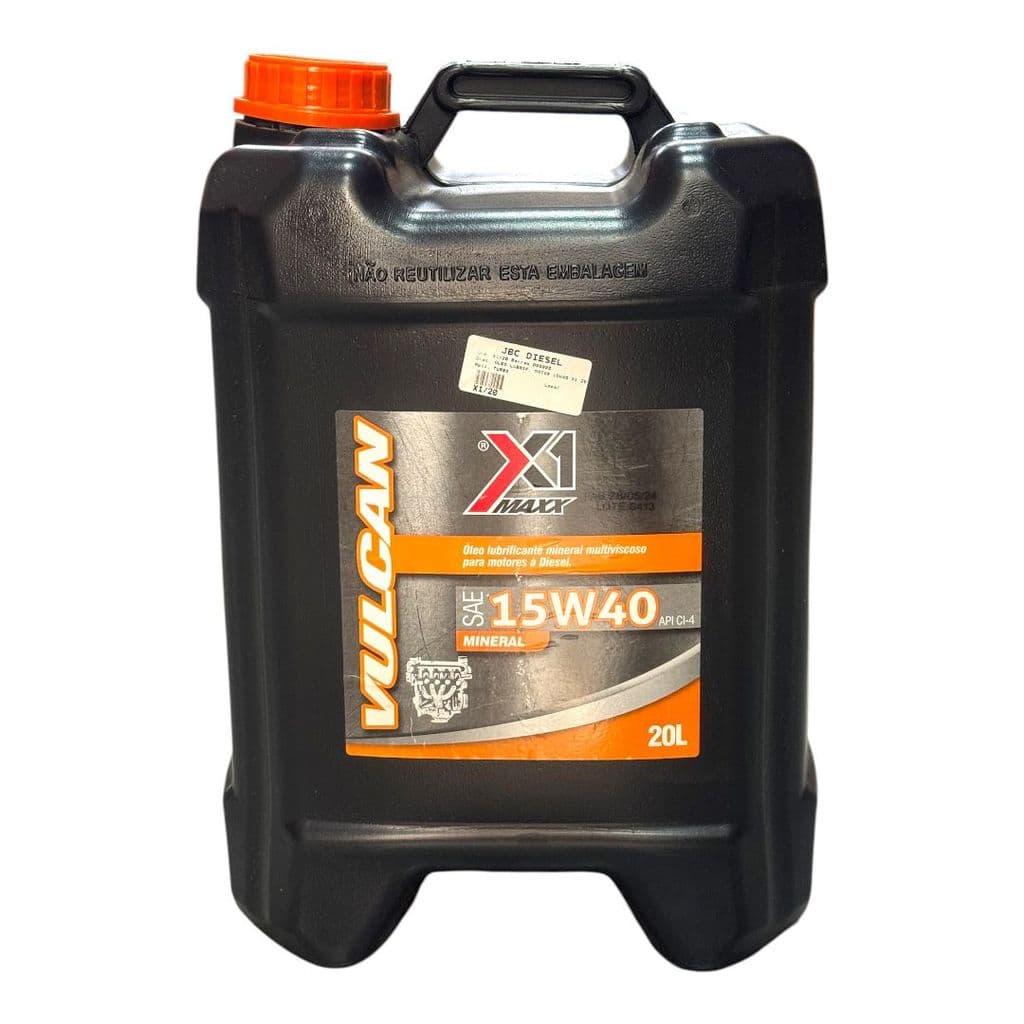Óleo Motor Diesel X1 Maxx Vulcan 15W40 API CI-4 Mineral 20L Caminhão Trator Máquinas