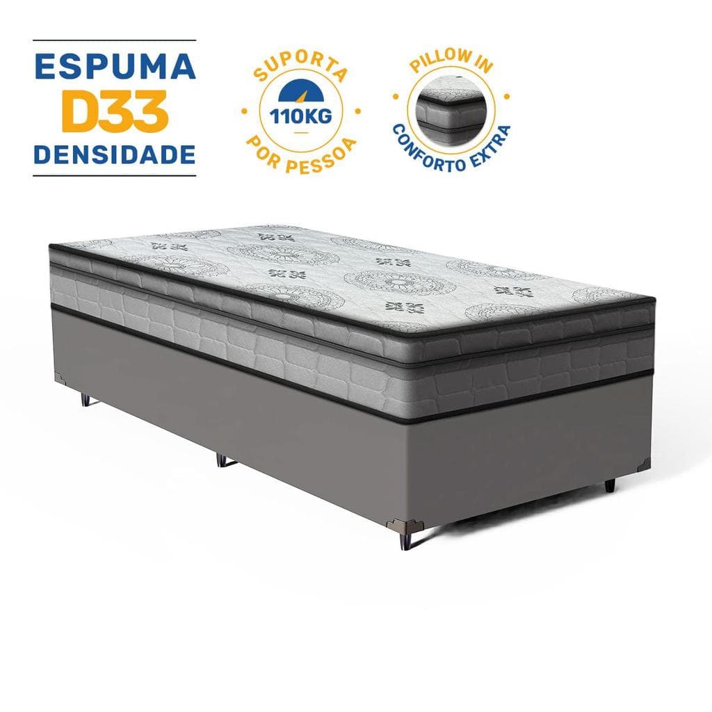 Cama Box com Colchão de Espuma D33 Pillow In Ortopédico D'Angelis Ortosleep Solteiro 88cm
