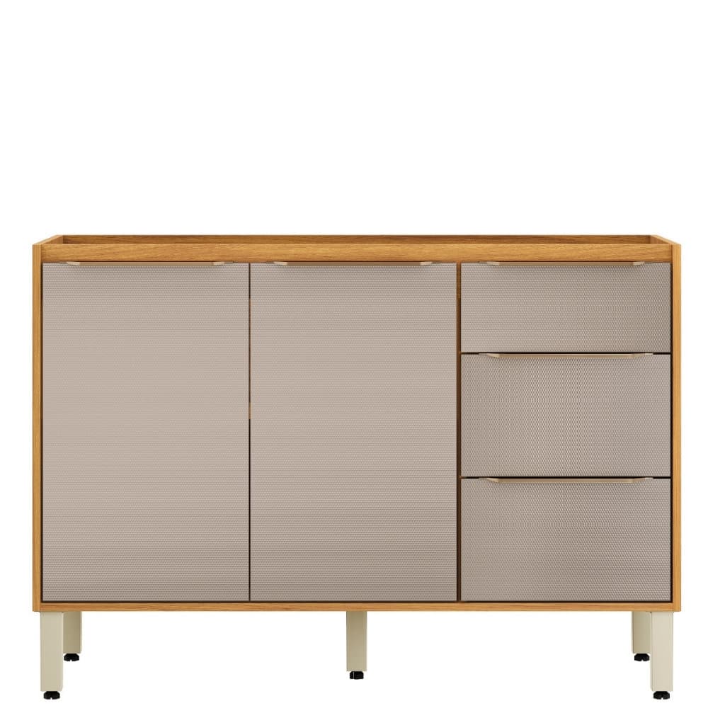 Balcão de Pia 2 Portas 3 Gavetas 120cm sem Pia em MDF Plena Demóbile