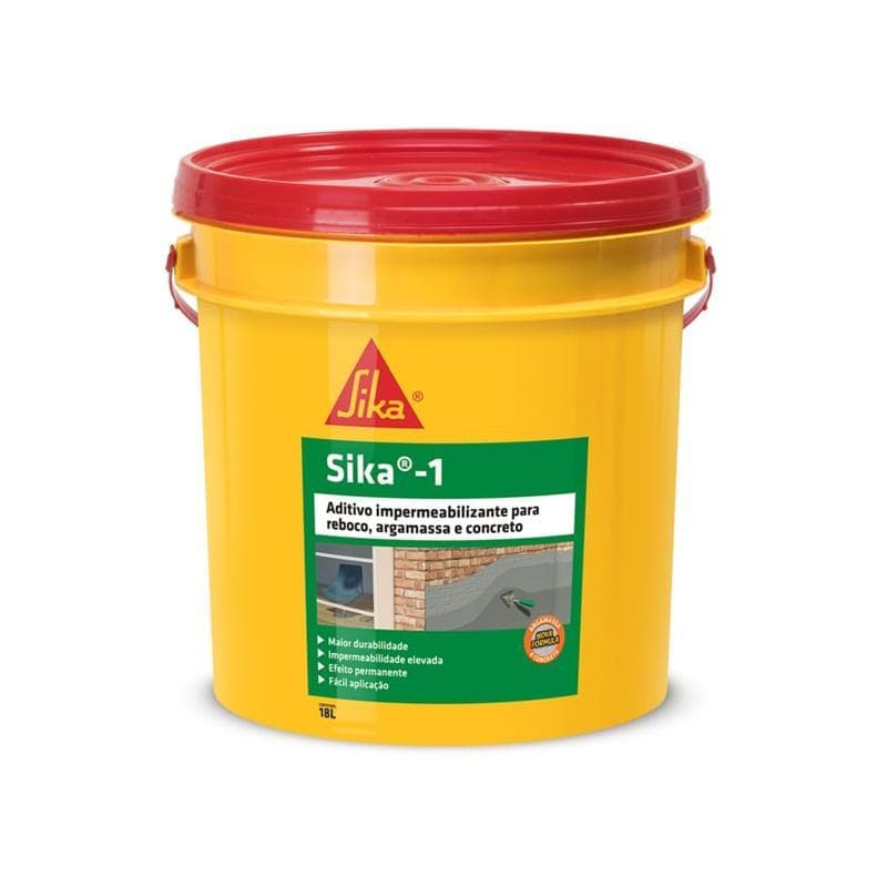 Impermeabilizante Para Argamassa Sika 1 18L Aditivo Vedação Contra Umidade