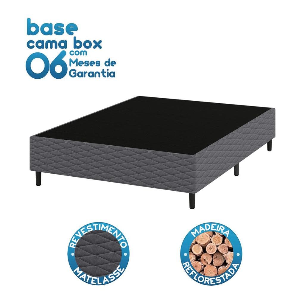Base Cama Box para Colchão Casal 138x188cm Flávia Cinza Umaflex
