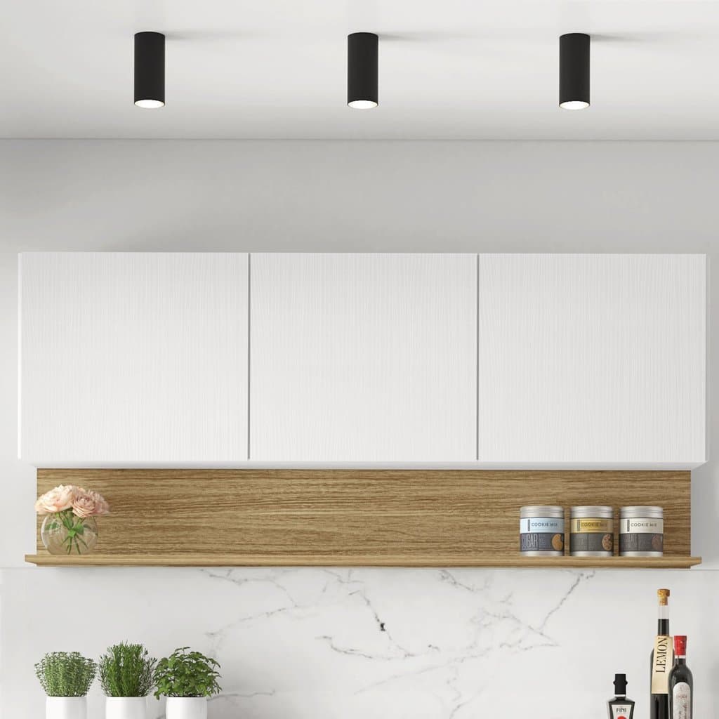 Armário para Cozinha 3 Portas 150cm Line Branco/Supremo/Freijó Supremo/Freijó