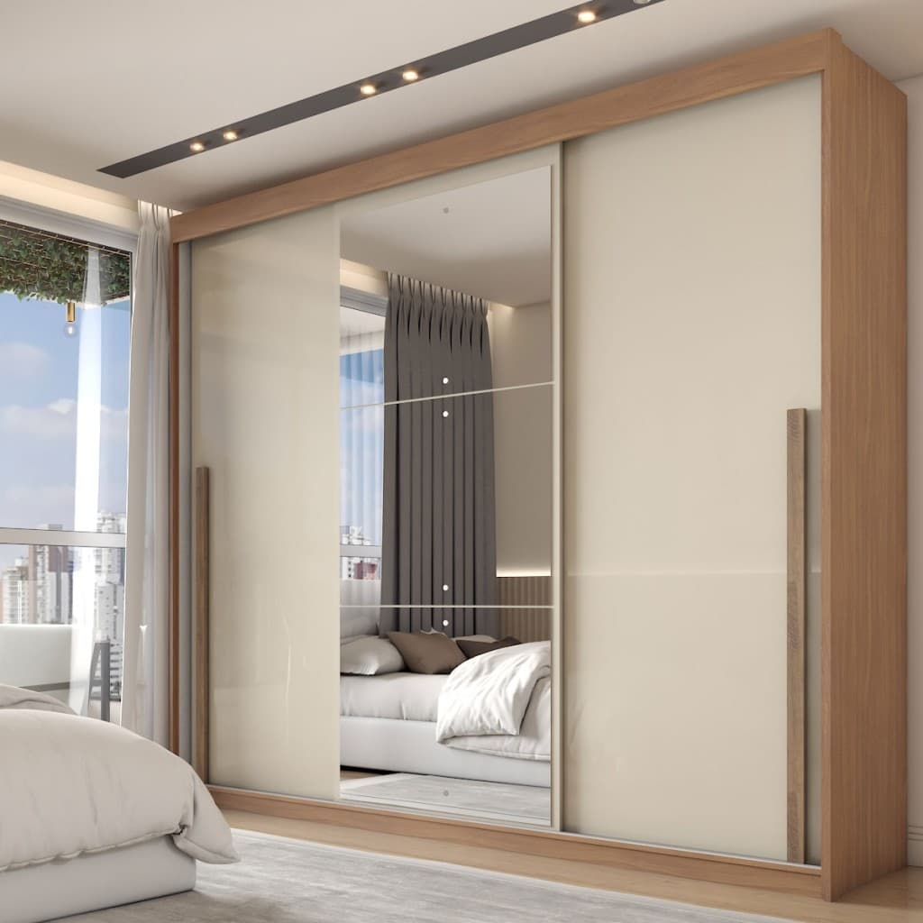 Guarda-Roupa Casal Arcadia 3 Portas 6 Gavetas com Espelho - Panorama Móveis