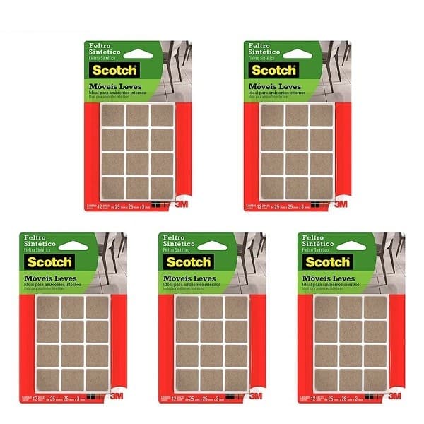 Kit com 5 Feltro Moveis Leves Marrom Quadrado 12 UND