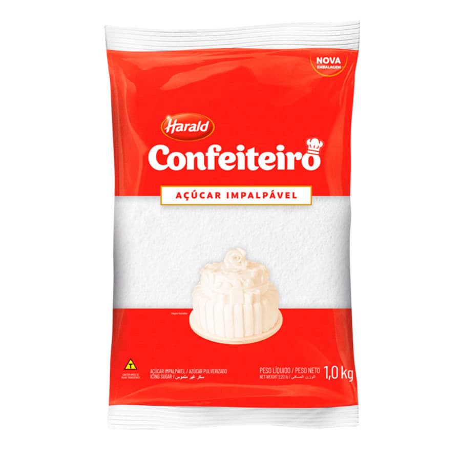 Açúcar Impalpável Extra Fino Para Confeitaria 1kg Harald