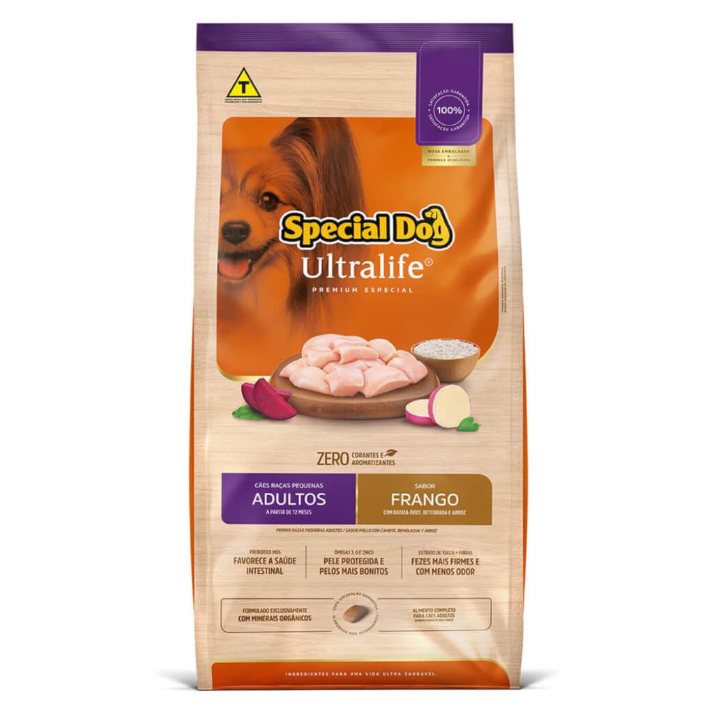 Ração Special Dog Ultralife Cães Adultos Raças Pequenas 3kg Sabor Frango, Batata-Doce, Beterraba e Arroz