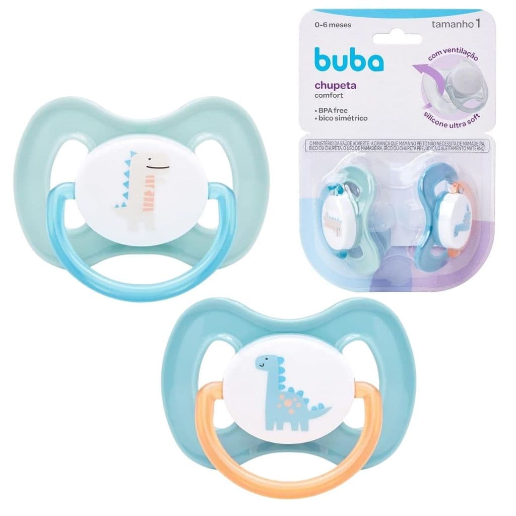 Chupeta Comfort Tam 1 Magic Dino 2un 0-6 meses 21112 - Buba