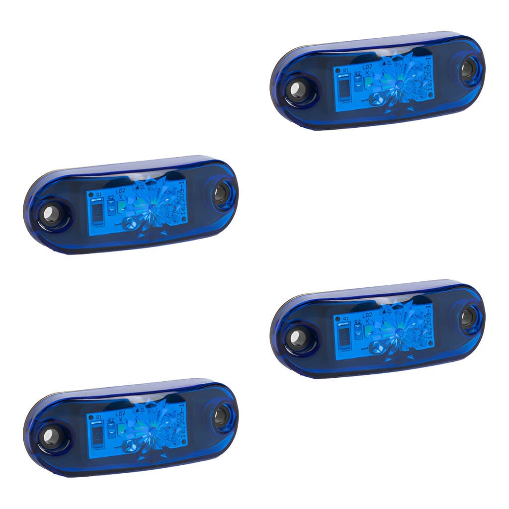 4 Sinaleiras Lanterna 12v24v Led Azul Carro Moto Caminhão Fio Positivo E Negativo