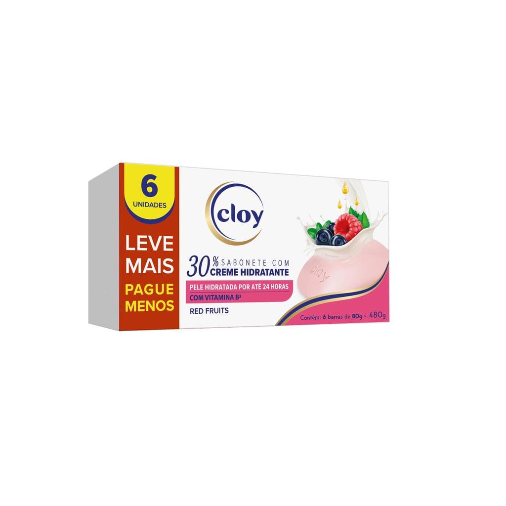Sabonete Em Barra Cloy Red Fruits Com 6 Unidades De 80g Cada