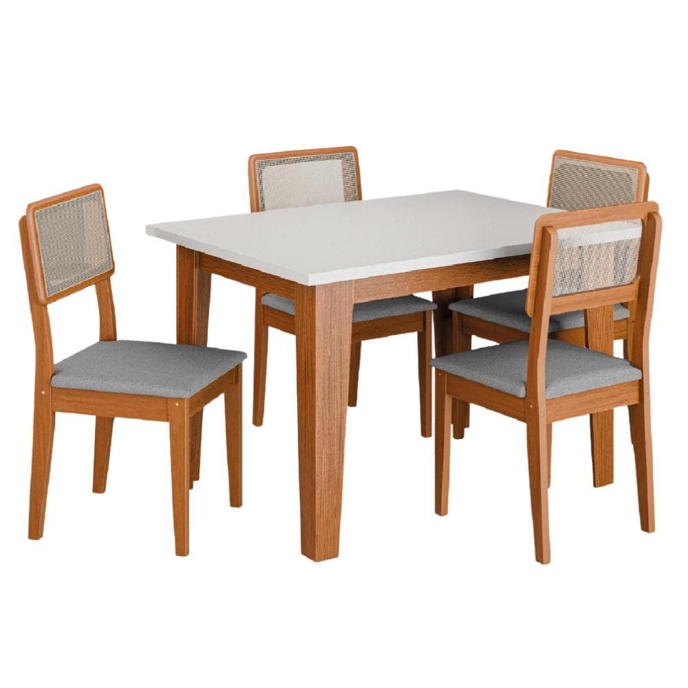 Conjunto Sala de Jantar Mesa Miami 1,20m 4 Cadeiras Santiago Dobuê