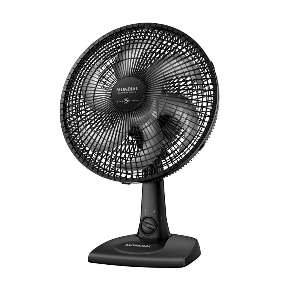 Ventilador de Mesa Mondial NVSP-30-B2 30cm, 3 Velocidades, 6 Pás, Preto, 60W