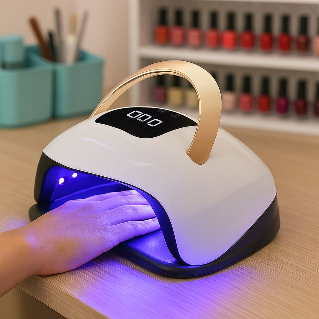 Secador de Unhas LED UV 168W com Sensor Automático e Suporte para Celular Secagem Rápida
