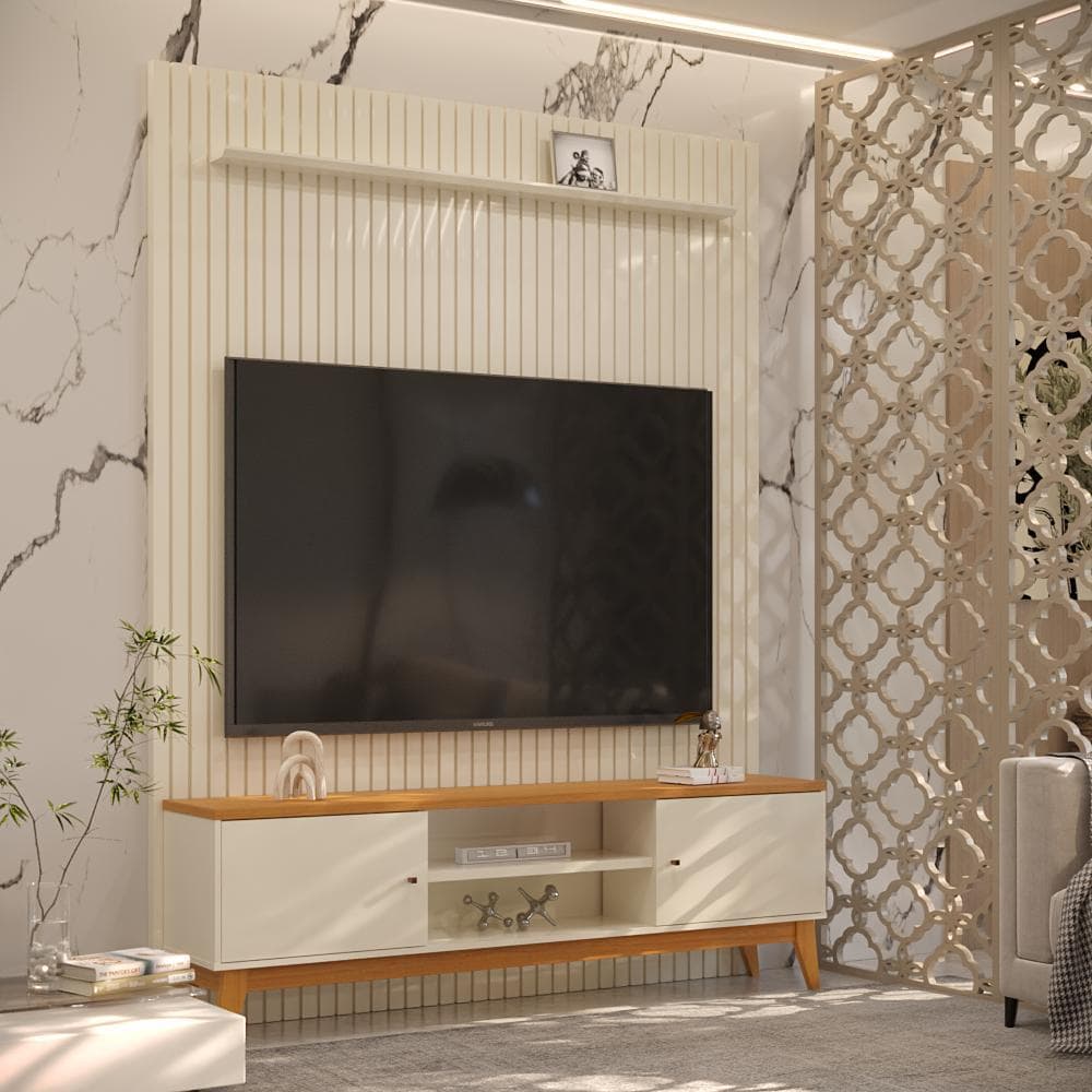 Painel Ripado Com Rack TV 75 Polegadas Italia 184cm