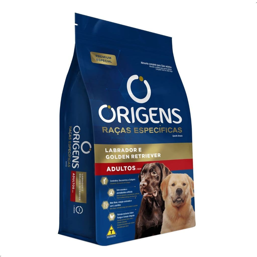 Ração Origens Raças Específicas Labrador Golden 15Kg Alimento Cães Adultos Frango Premium Especial