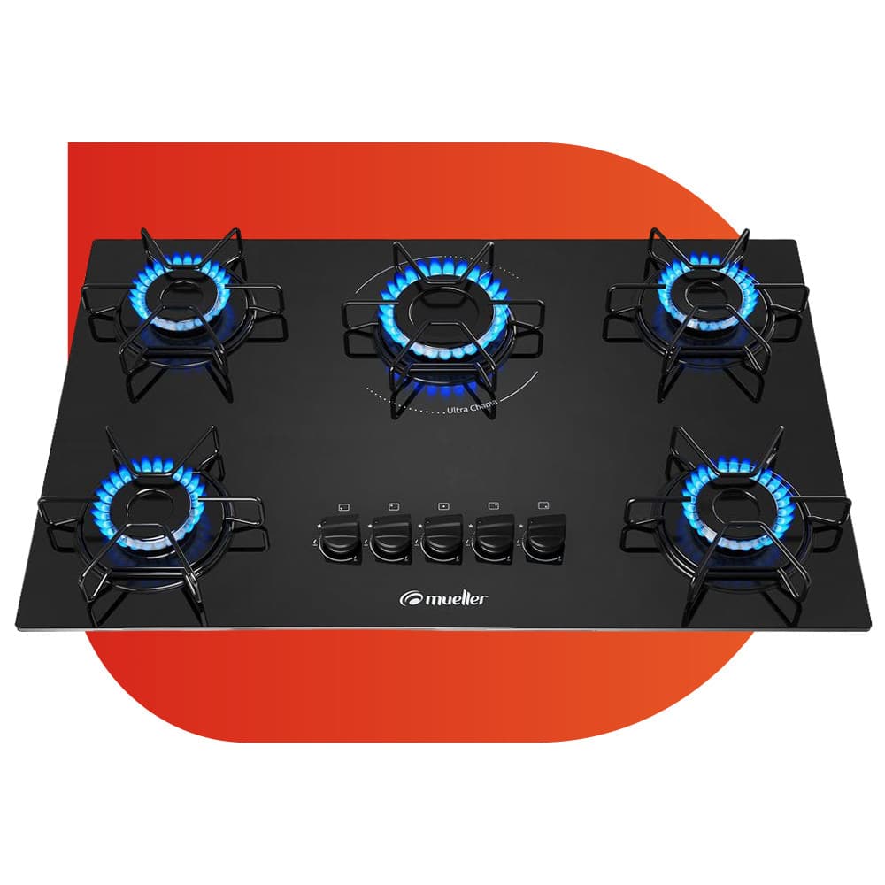 Cooktop Mueller 5 Bocas a Gas Preto Bivolt