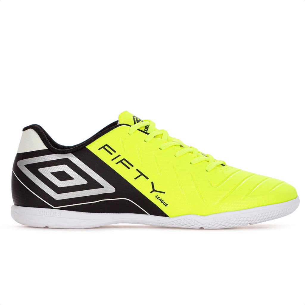 Chuteira Umbro Futsal Fifty Vi League Verde Limão Preto e Prata - Masculino