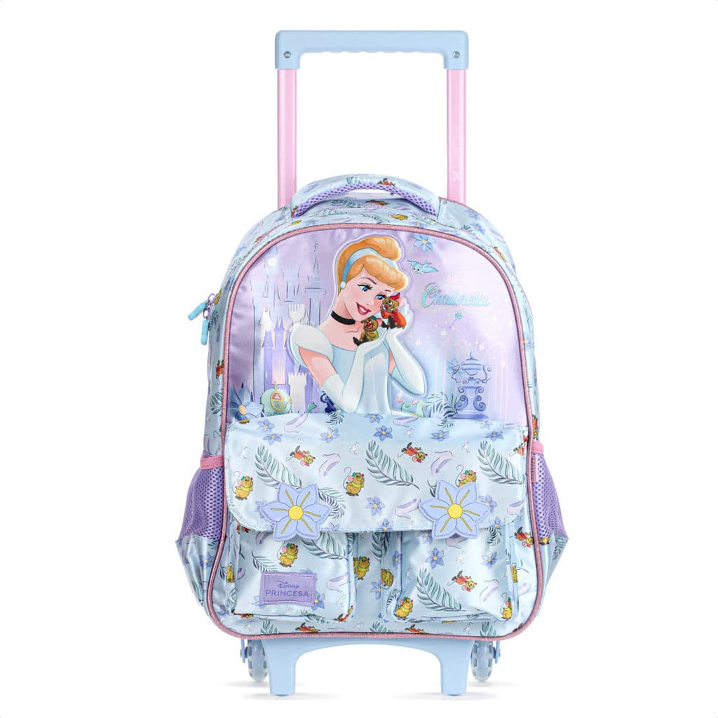 Mochila Com Rodas Escolar Xeryus 16 Cinderella 14730 Azul e Lilás - Infantil
