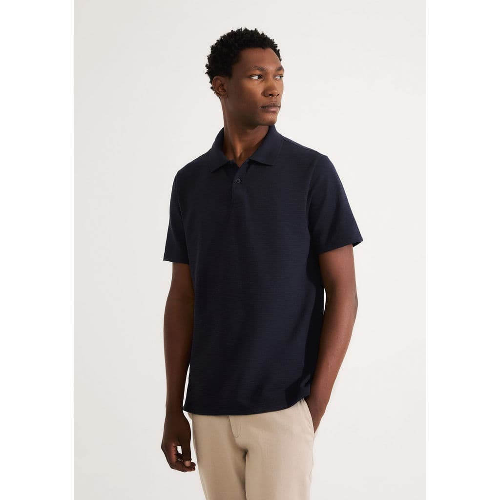 Polo Masculina Manga Curta Texturizada