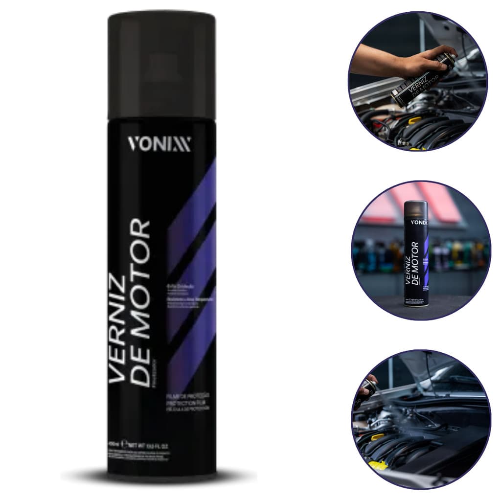 Verniz de Motor Aerossol 400ml Vonixx Brilho e Renovação Para Motores Automotivos