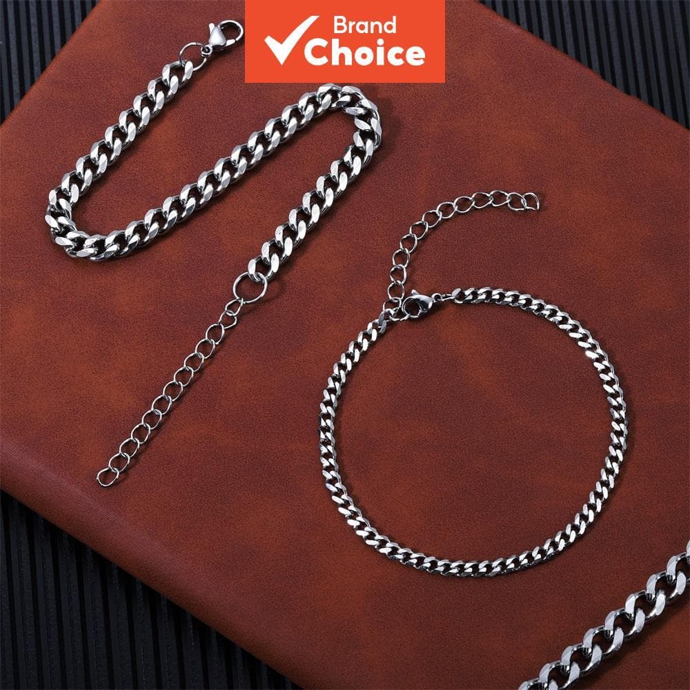 St. Kunkka Nova Pulseira Minimalista de Aço Inoxidável para Homens - Corrente Estilo Hip-Hop com Extensão, Presente