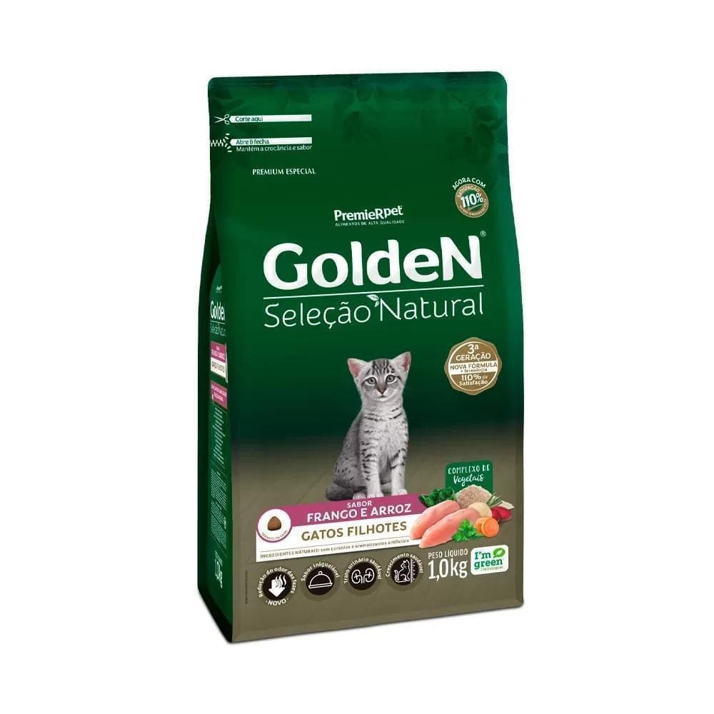 Ração Golden Seleção Natural Gatos Filhotes Frango 1kg Premier Pet