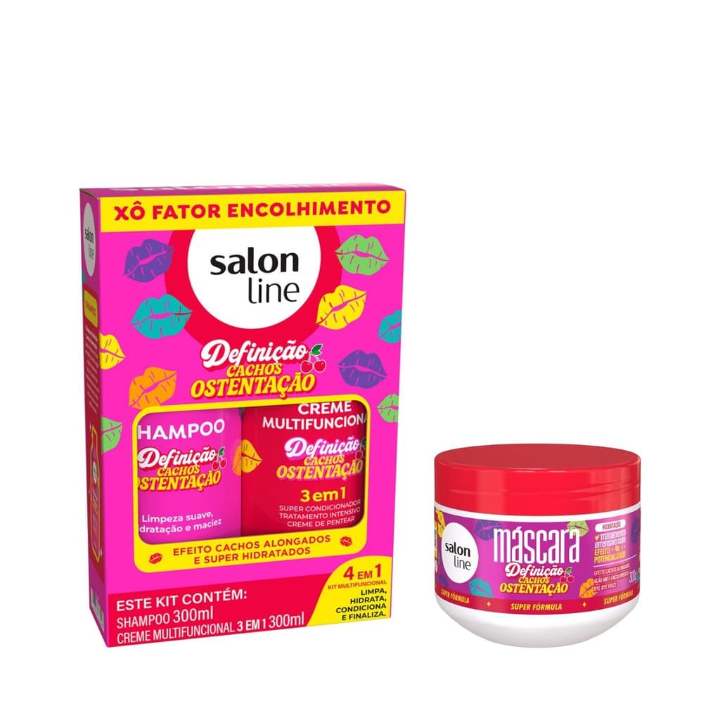 Kit Shampoo + Creme Multifuncional e Máscara de Tratamento Cachos Ostentação