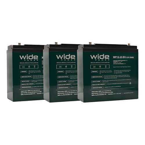 Kit 3 Bateria Wide 12v 25ah Ciclo Profundo 6dzm 18, 6dzm 20