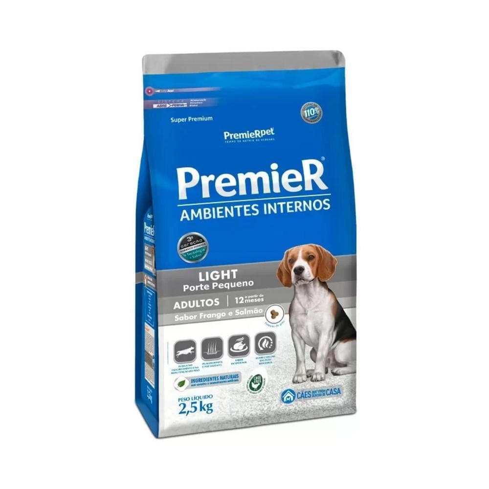 Ração Seca para Cães Pequenos Adultos Premier Ambientes Internos Light Premier Pet 2,5Kg