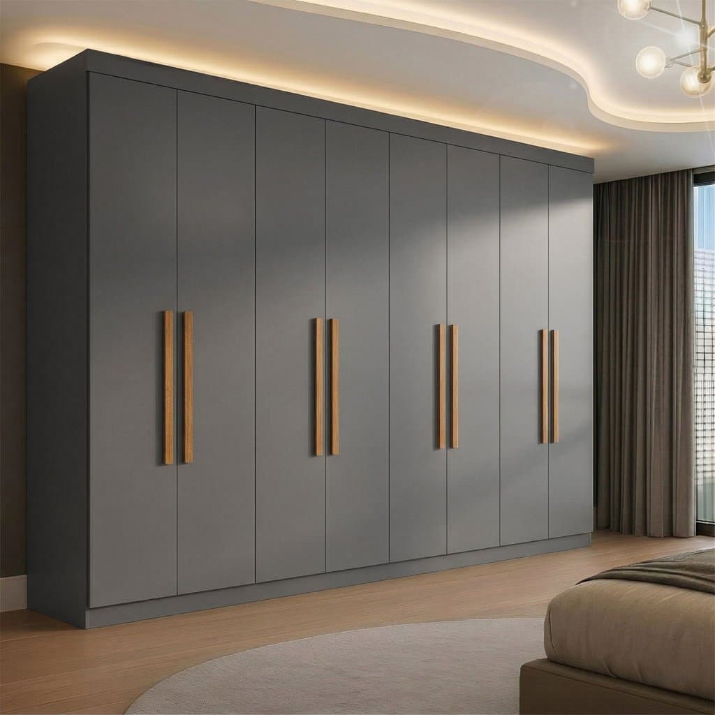 Guarda Roupa Casal 8 Portas 4 Gavetas Paris Espresso Móveis Cinza/Onix Ônix