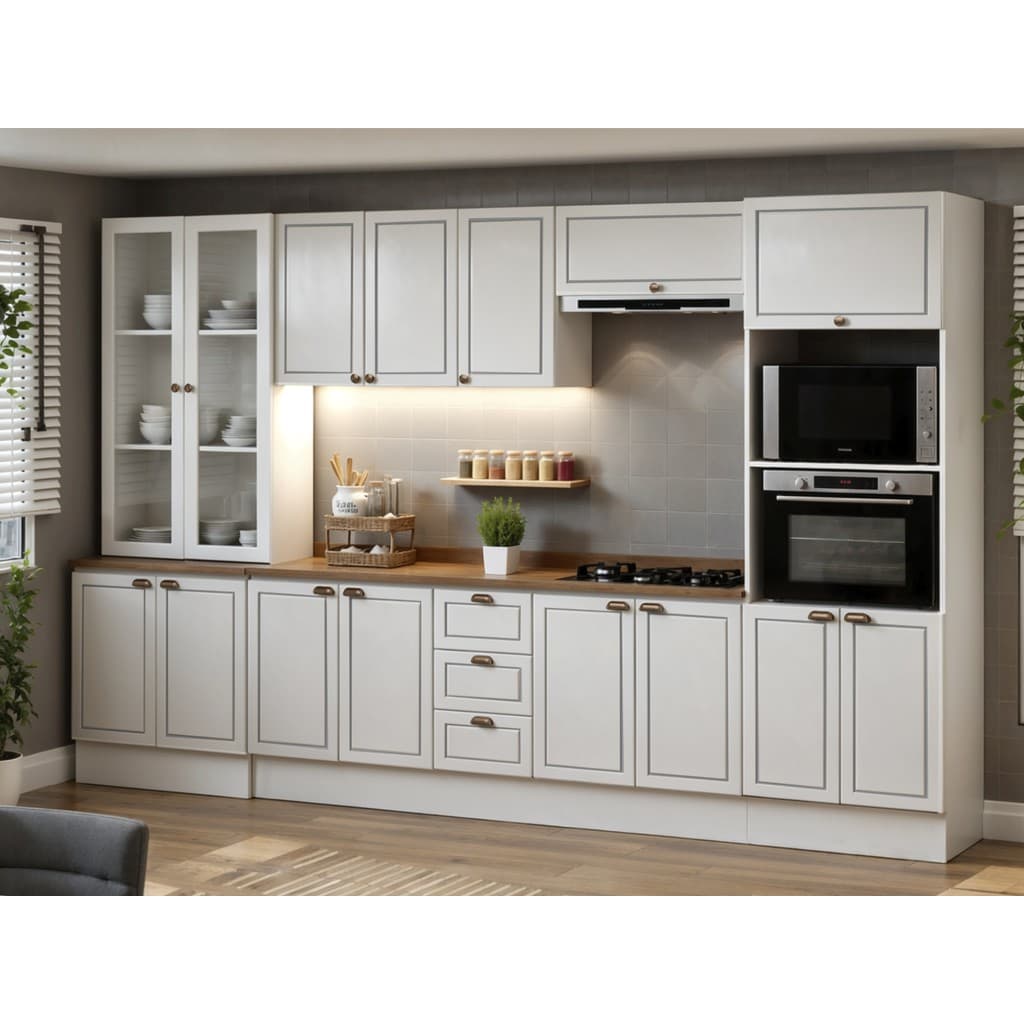 Cozinha Completa 6pçs Americana Branco/Ebano C/ Tpo e Rodape
