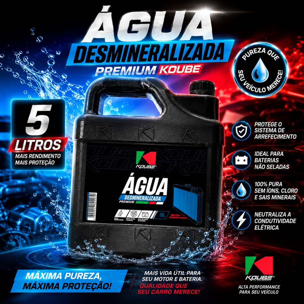 Agua Desmineralizada Para Radiador E Bateria Koube Galão 5 Litros