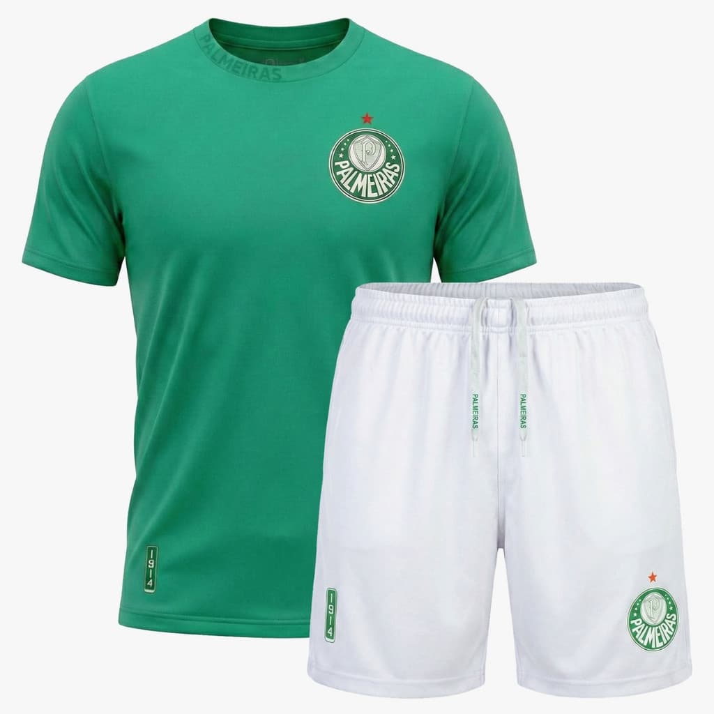 Conjunto Infantil Palmeiras 1914 III - Shorts e Camisa Original Licenciado Verdão