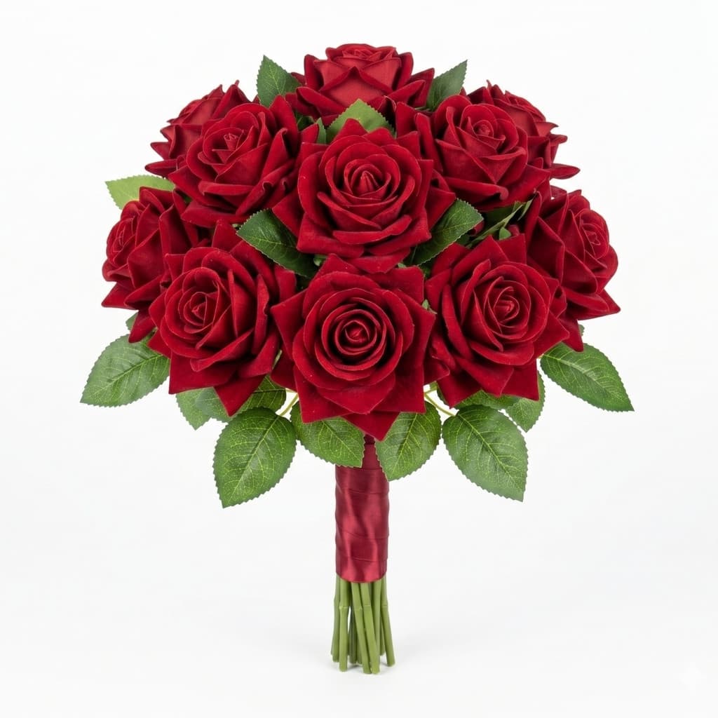 Kit 10 Rosas Artificiais Aveludadas Vermelhas Botão de Rosa 50cm Para Decoração Arranjos Flores Artificiais