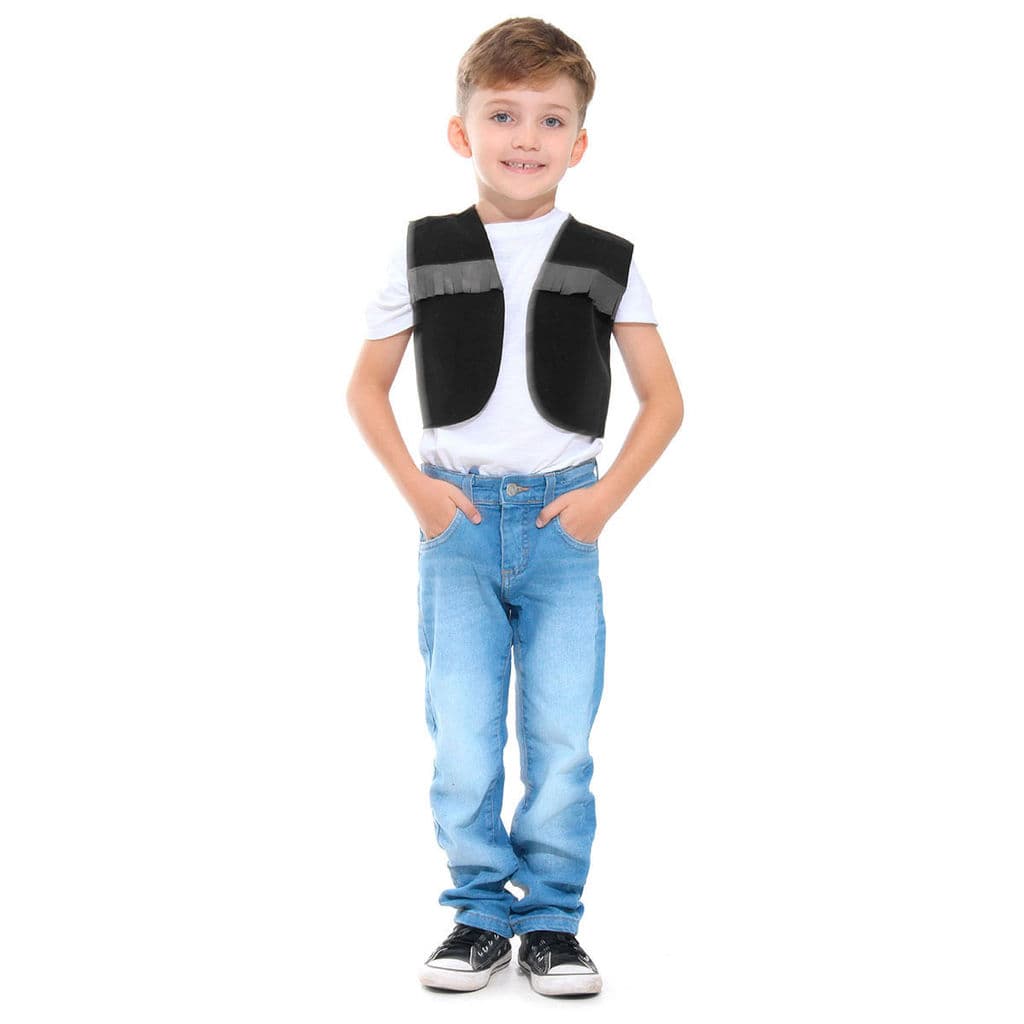 Colete Cowboy Festa Junina Infantil Preto Com Franjas Decorativas