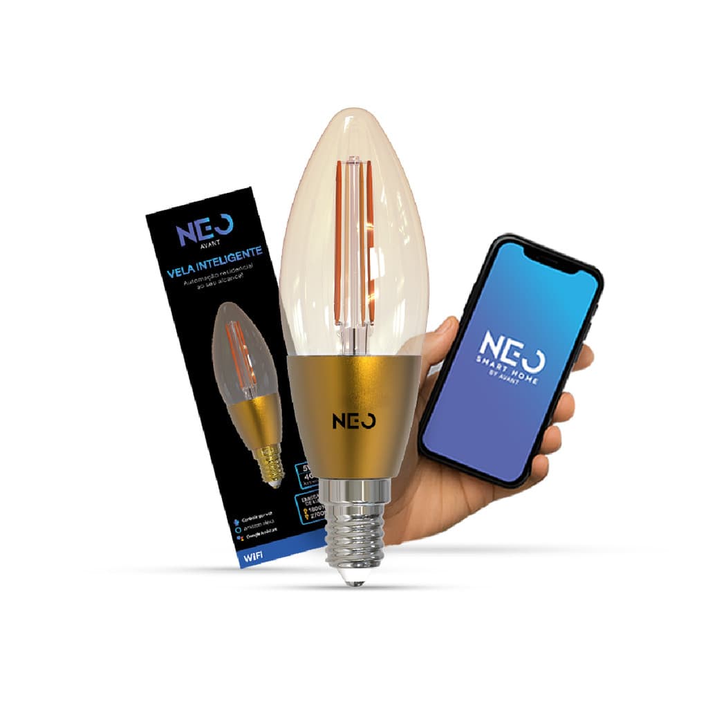 Kit Lâmpadas LED Vela Smart E27 Wi-Fi Avant Neo 4W e 5W Inteligente