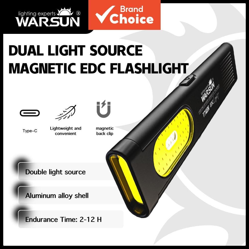 WARSUN T7 PRO Lanterna LED 550 lúmens, compacta, recarregável, 6 modos para camping e manutenção de carro