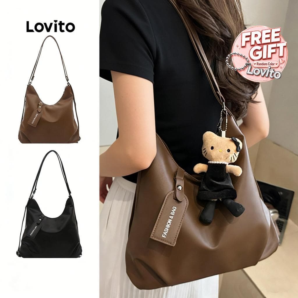 Lovito Bolsa Tote Casual Com Alça De Ombro Ajustável Para Viagens Uso Diário Escola/estudantis Estilo Coreano Para Mulheres LFA110030