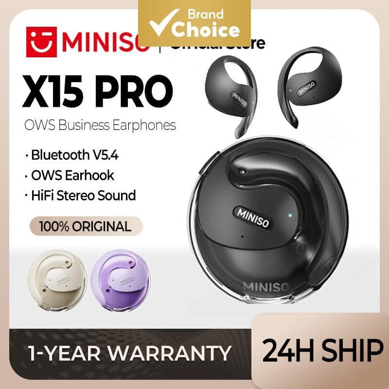 MINISO x15 pro auscultadores bluetooth de ouvido abertos, auscultadores desportivos com microfone, à prova de água,