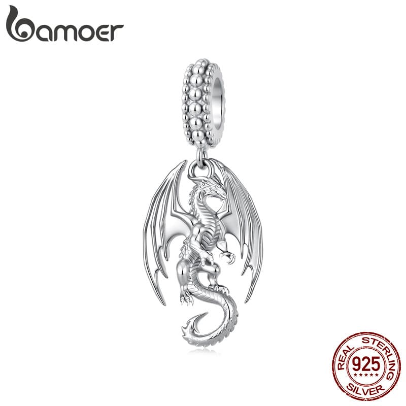 Bamoer 925 Prata Esterlina Charme Dragão Voador Pingente DIY Para Pulseira Presentes Mulheres