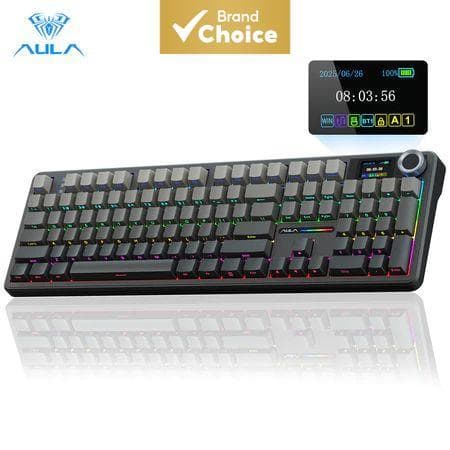 Teclado personalizado Aula F108 Pro com três modos, 104 teclas, RGB, intercambiável a quente, bateria de 8000 mAh para