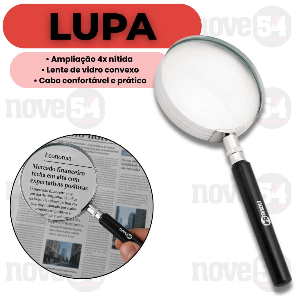 Lupa De Mão 65mm Ampliação 4x Para Leitura Inspeção Artesanato Escritório Uso Profissional